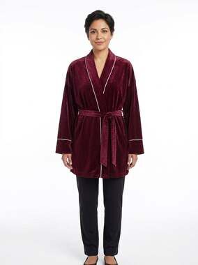 Vintage Barbizon Made in USA Burgundy Velvet Robes Lightweight Women Size M
